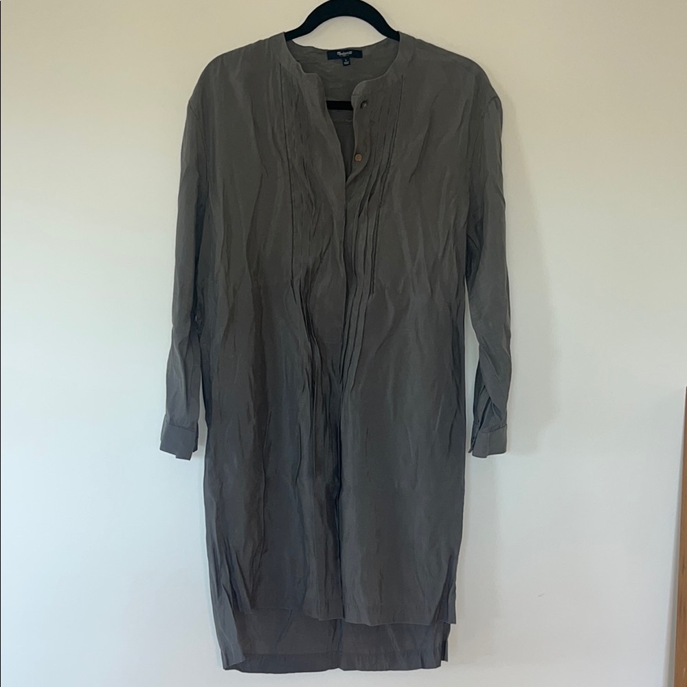 Madewell Gray Green silk Shirt Dress
